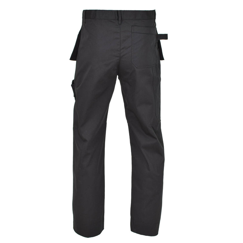 Belgian Military work cargo pants durable reinforced knees black plain end ankles adjustable waist