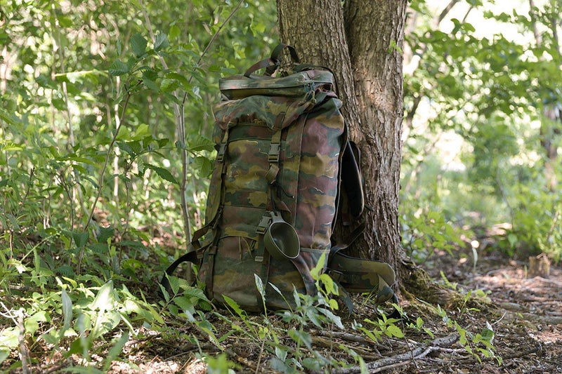Vintage Belgium Military tactical field backpack lightweight Large 110l hiking camping bag jigsaw camouflage