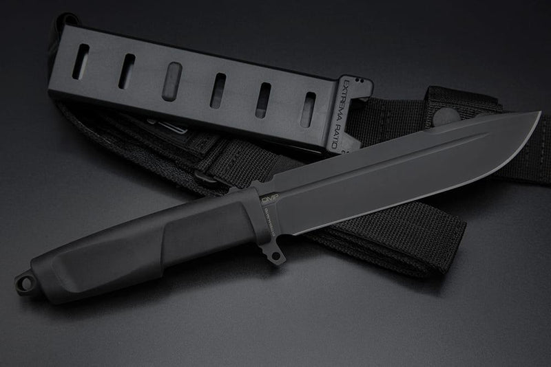 Multipurpose tactical knife N690 steel Forprene handle all black