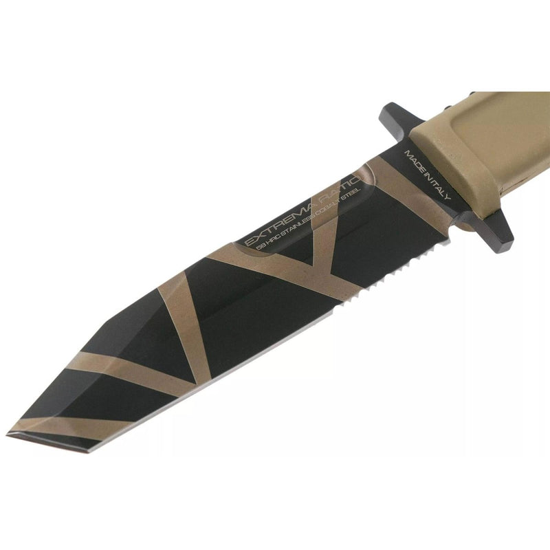 Fixed knife tanto 150mm Bohler N690 steel straight serrated blade black Extrema Ratio Fulcrum S Desert