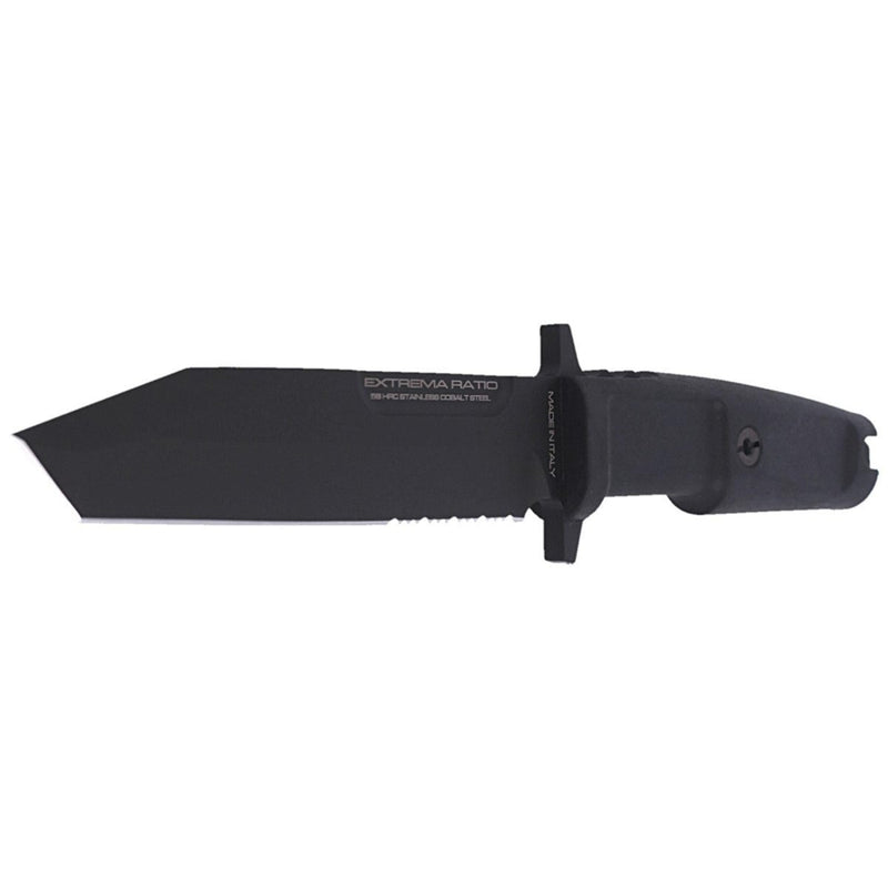 Extrema Ration Fulcrum S black knife fixed 150 mm tanto Bohler N690 steel 58 HRC serrated blade black tactical knife