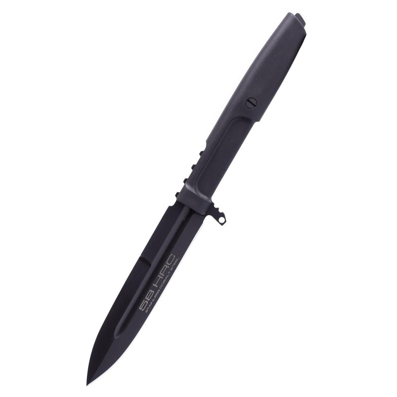 REQUIEM Black tactical combat knife fixed spear point plain blade N690 steel HRC 58 forprene handle lightweight knives