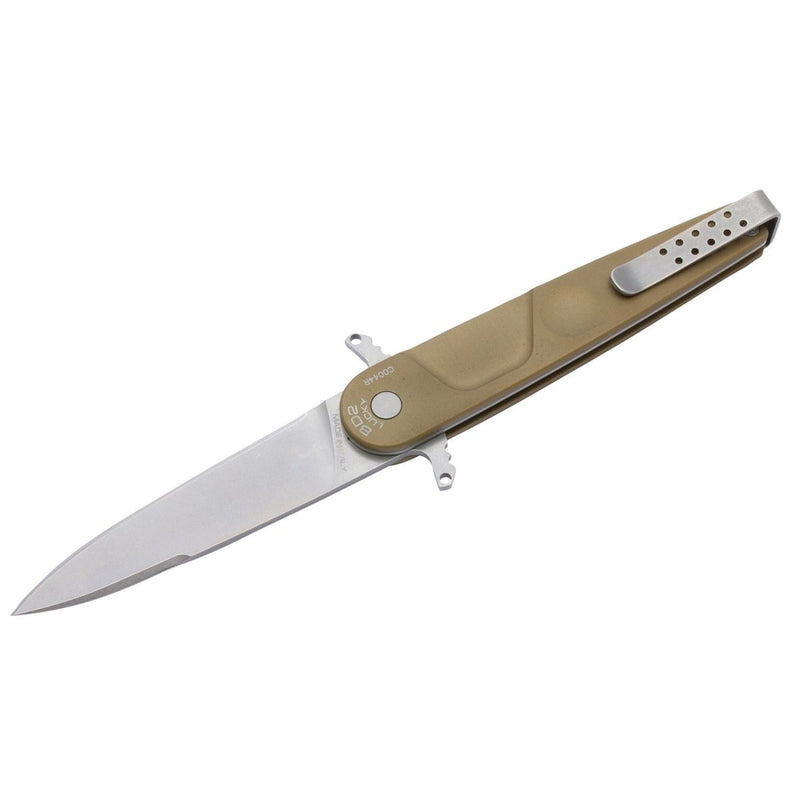 BD2 LUCKY DESERT tactical survival pocket knife spear point plain edge blade Bohler N690 steel 58HRC anticorodal handle