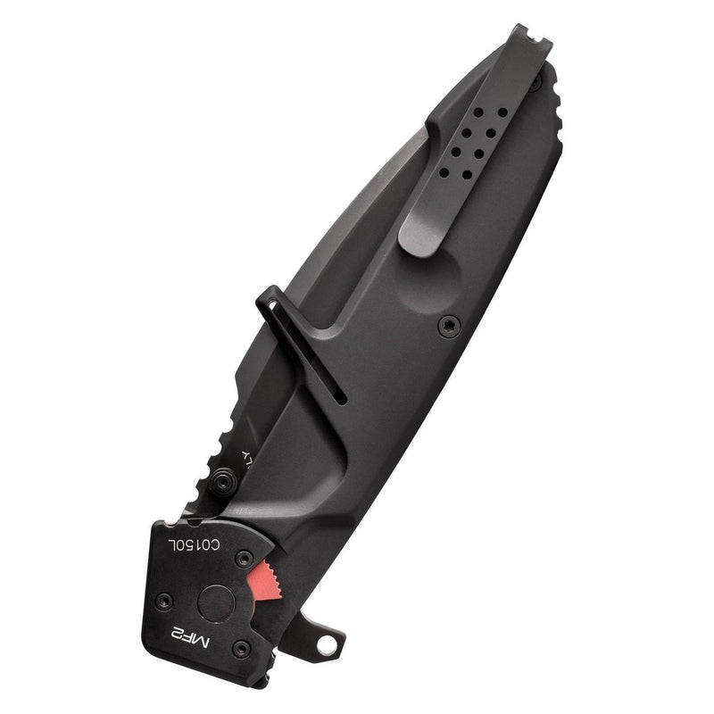 MF2 BLACK tactical pocket knife folding drop point shape edge Bohler N690 steel 58HRC Anticorodal aluminum handle Italian