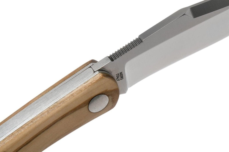 FoxKnives Brand Italy LIBAR universal pocket knife folding plain edge drop point blade Bohler M390 silver micarta handle