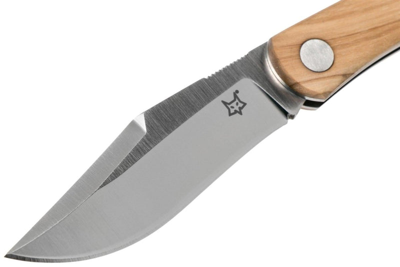 FoxKnives Brand Italy LIBAR traditional universal pocket knife folding plain edge drop point satin blade Bohler M390 silver