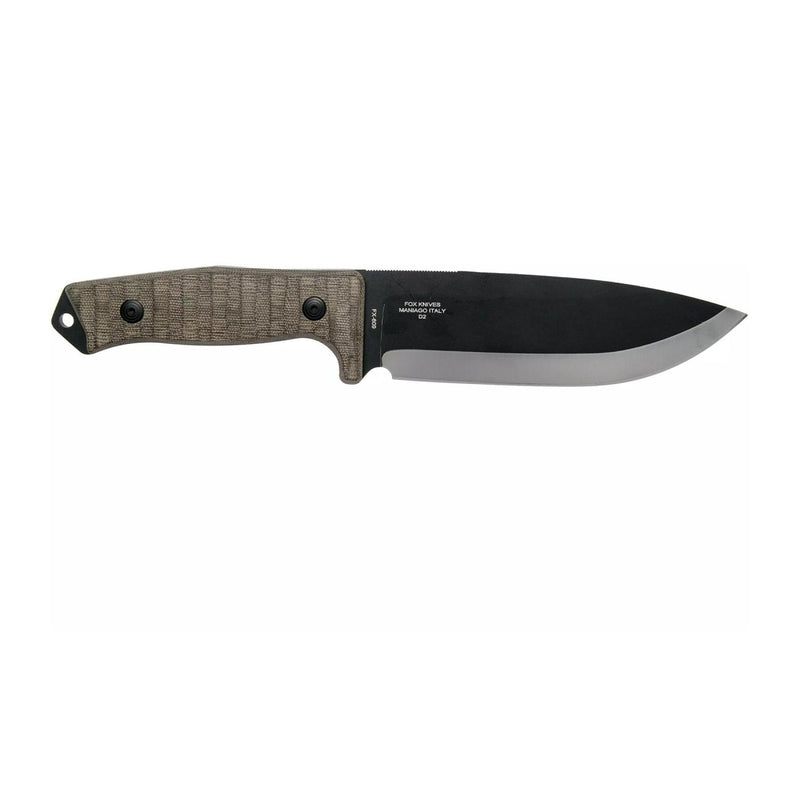 FoxKnives BUSHMAN survival bushcraft knife fixed drop point straight shape blade High speed D2 steel 59-61 HRC black
