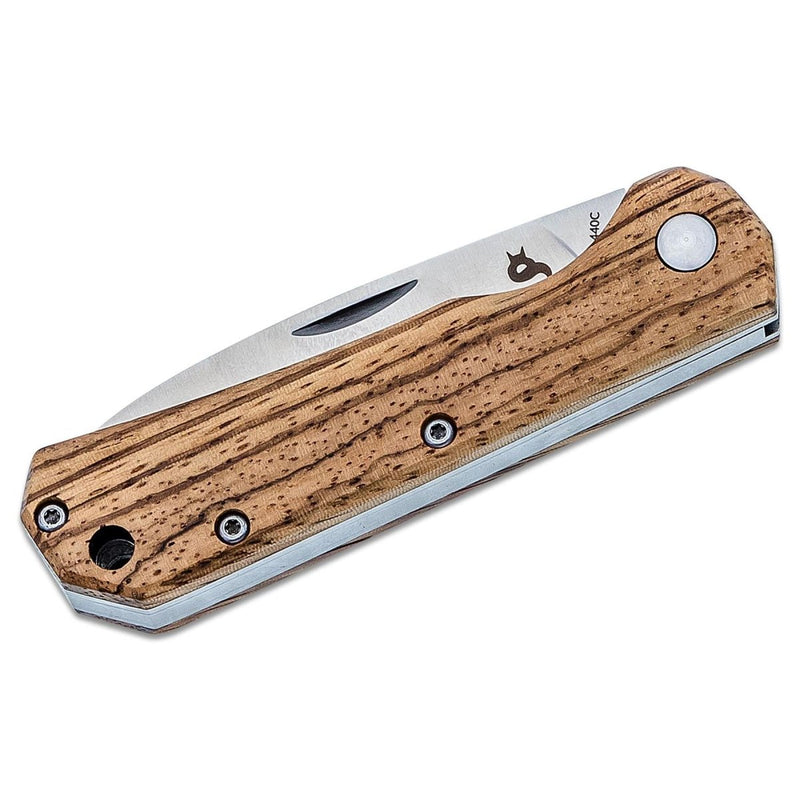 FoxKnives CIOL everyday carry gentleman's pocket knife folding drop point plain blade steel 440C green zebra wood handle