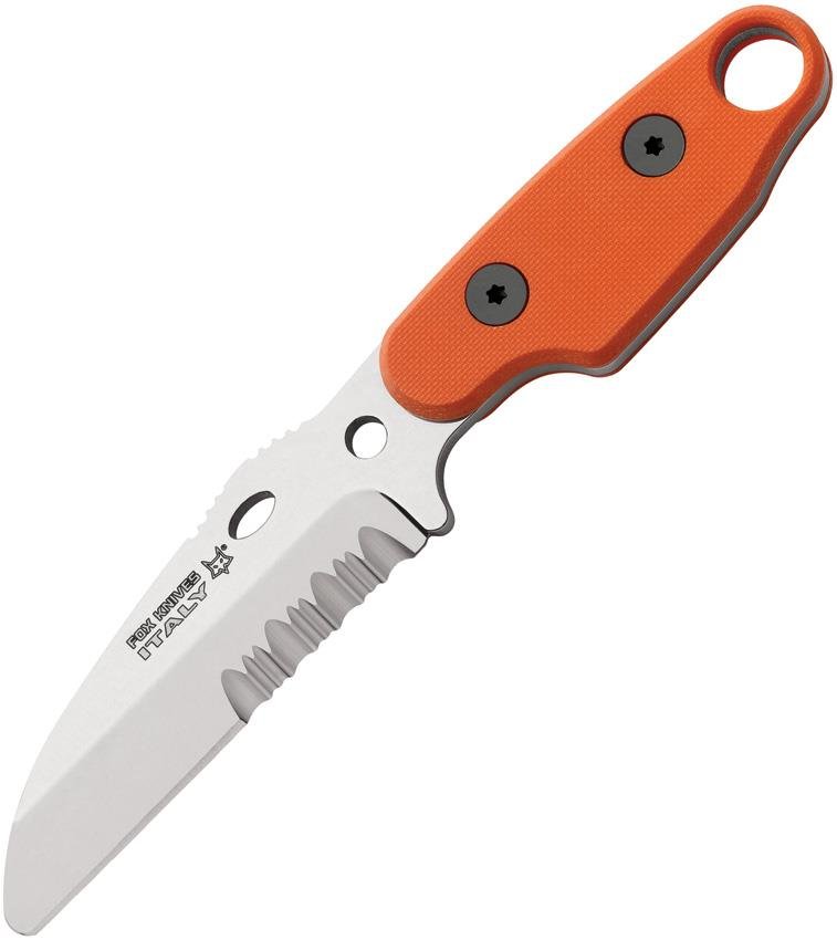 FoxKnives Compso neck backup fixed blade knife stainless steel Orange handle