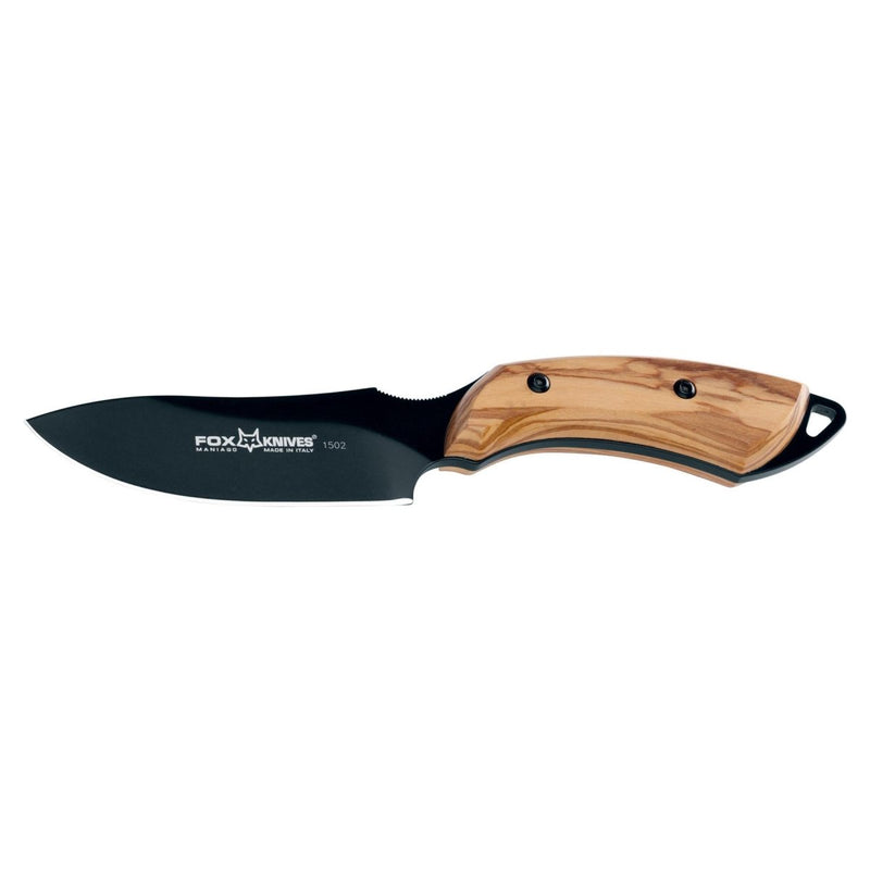 FoxKnives EUROPEAN HUNTER hunting knife fixed drop point plain blade N690Co steel HRC 58-60 olive wood handle Italian knives