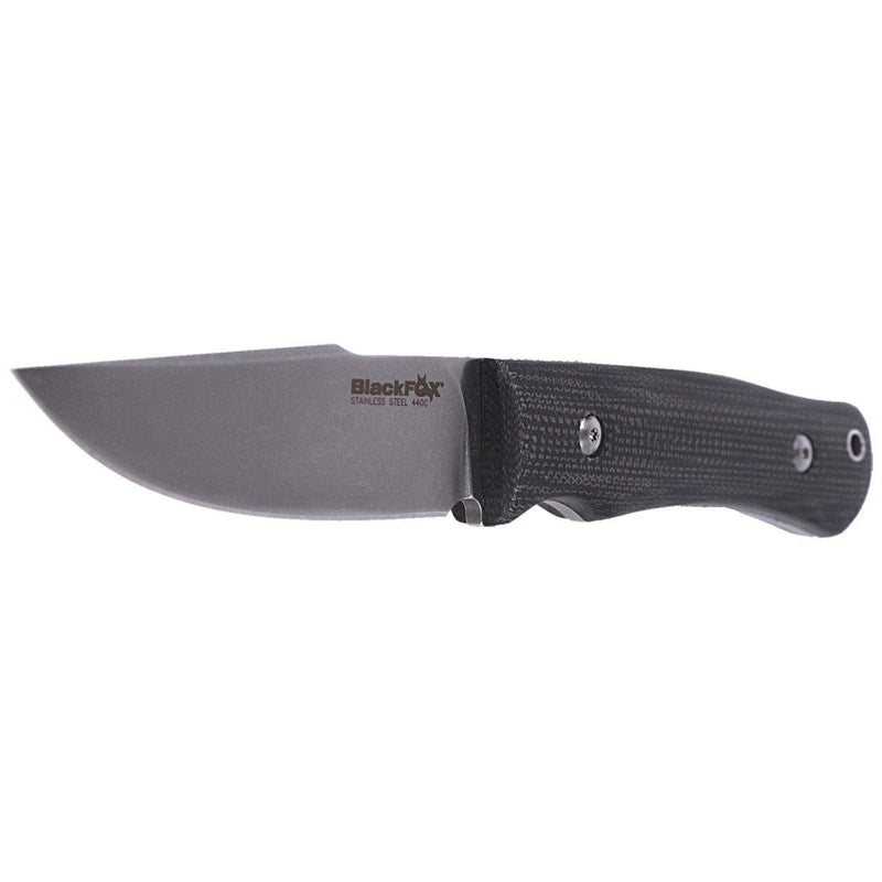 FoxKnives EXPLORATOR universal survival knife fixed clip point plain straight stone washed blade 440C steel HRC 57-59