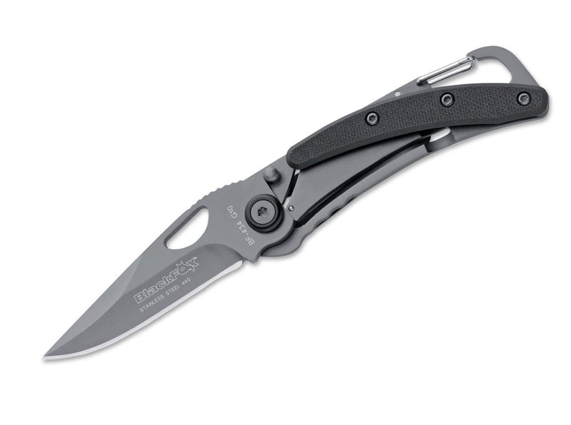 BlackFox knives folding knife black titanium coated 440 steel aluminum handle tactical combat field survival