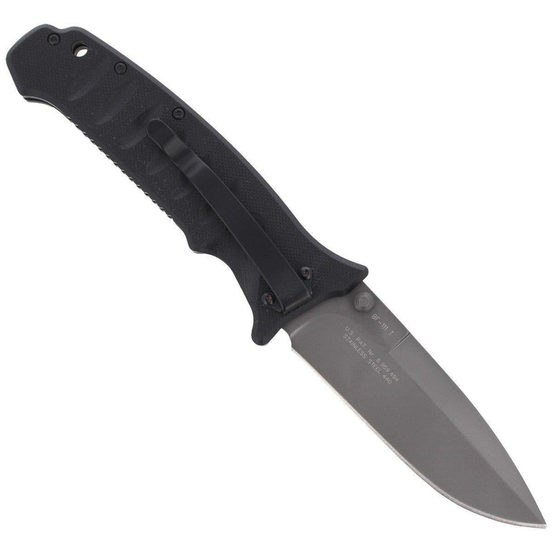 BlackFox knives tactical combat pocket knife folding spear point titanium blade 440 stainless steel G10 black handle Italian
