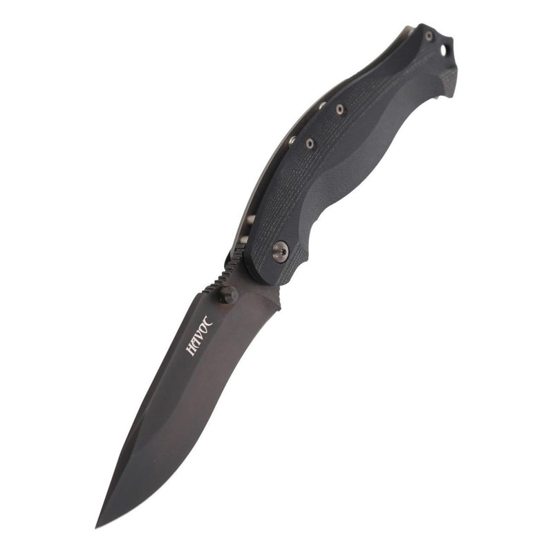 FoxKnives HAVOC survival pocket knife folding drop point N690Co stainless steel G10 black handle camping Italian knives