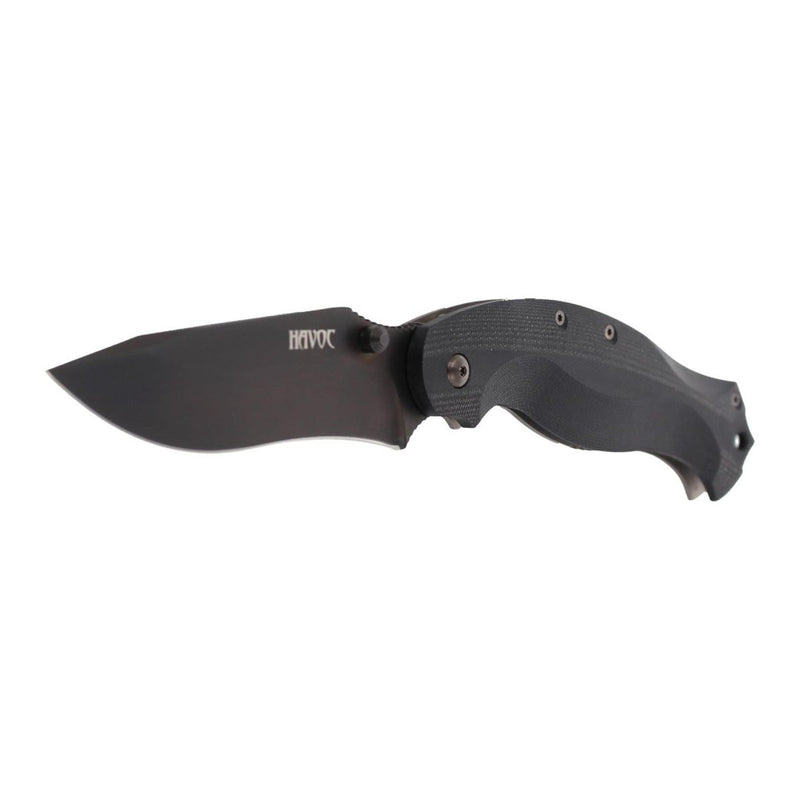 FoxKnives HAVOC TITANIUM survival pocket knife folding drop point N690Co stainless steel G10 black handle