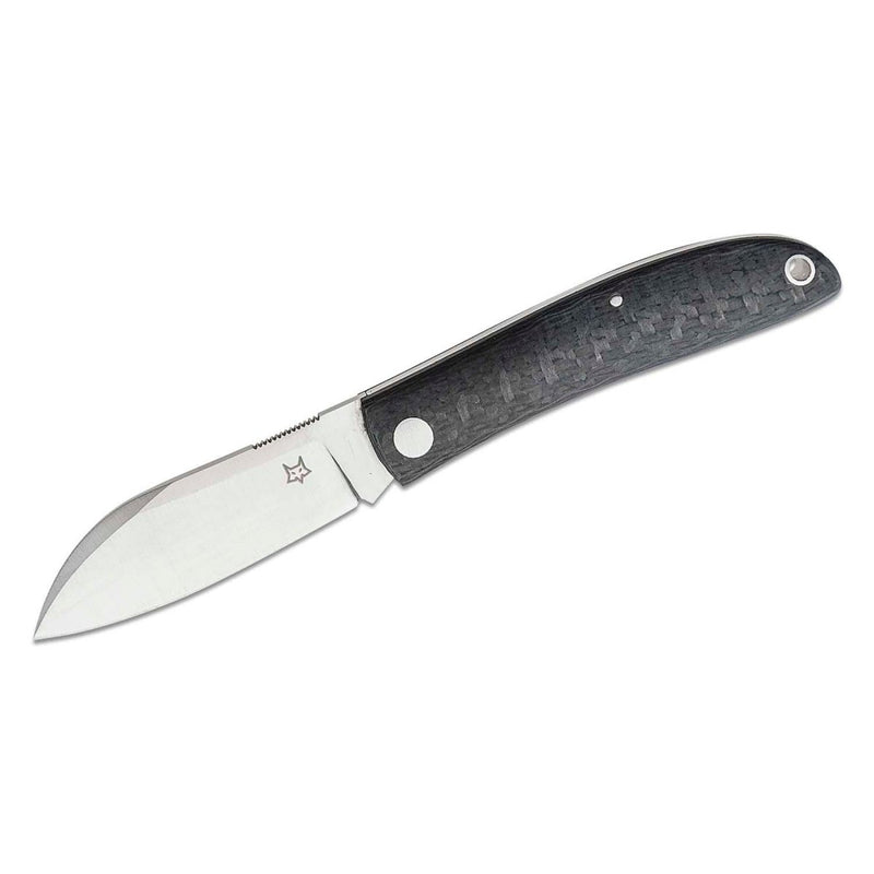 FoxKnives LIVRI Pocket knife folding Sheep foot plain edge shape 61 HRC M390 steel blade  carbon fiber handle