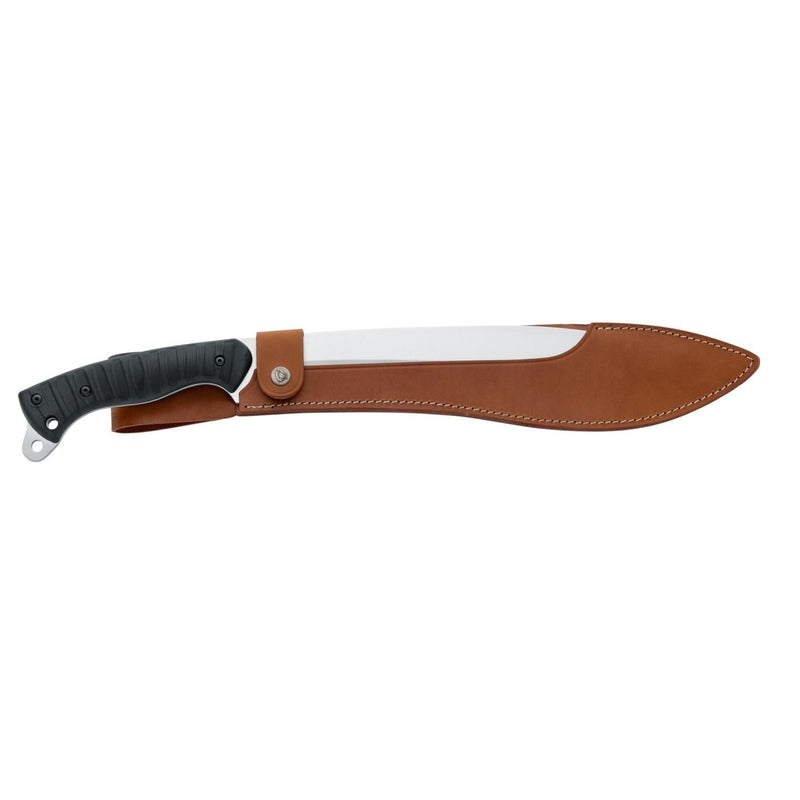 FoxKnives PATHFINDER bushcrafting survival machete drop point kukri satin blade steel FRN nylon handle cuoio leather sheath