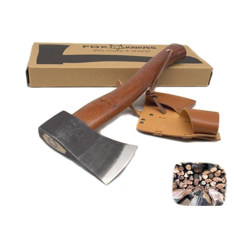 FoxKnives YANKEE bushcrafting Axe hatchet straight plain blade carbon steel C45 Hickory wood handle