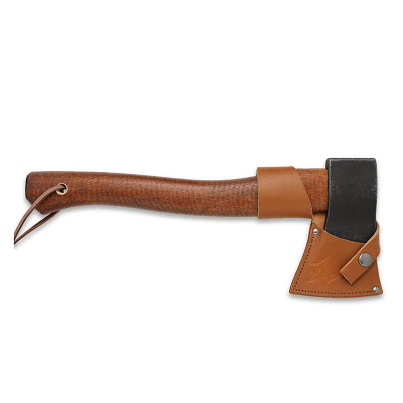 FoxKnives YANKEE Axe razor sharp sturdy C45 carbon steel HIKORY wooden handle brown leather sheath Italian axes