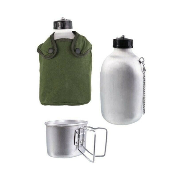 French Army Style Drinking Flask Water stainless steel Bottle belt attachment pouch durable canteen pot Olive
