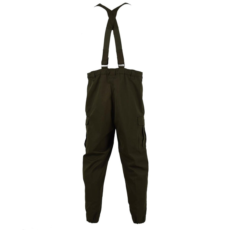 Genuine Austrian army combat pants bib military olive OD overall with braces military cargo reinforced knees