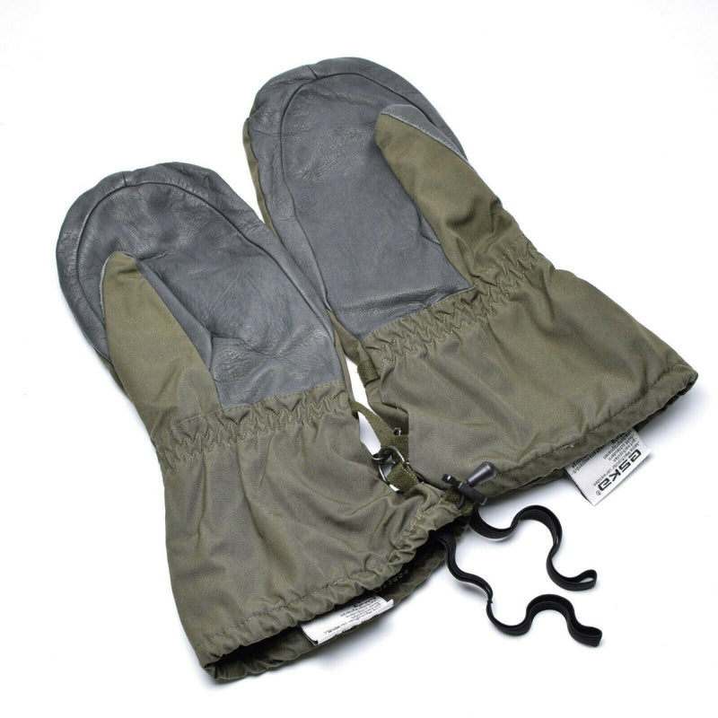GoreTex olive waterproof combat gloves military original Austrian army winter gloves leather palms wrist strap