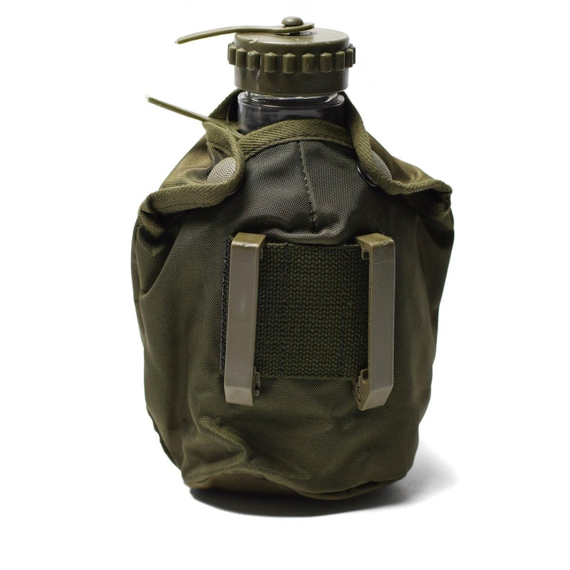 Genuine Austrian Army plastic water bottle field troops canteen pot OD pouch belt attachments on pouch