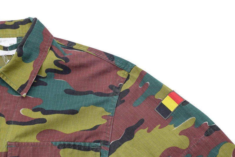 Tactical combat field shirt original Belgian military blouse rip stop chest pocket camouflage rank Belgium flag on shoulder