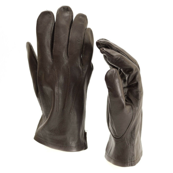 Genuine Belgian army gloves leather black brown military full finger surplus