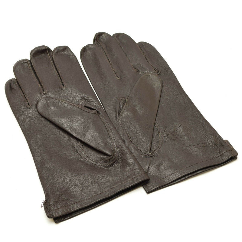 Genuine leather brown long winter gloves original Belgian military lightweight combat gloves