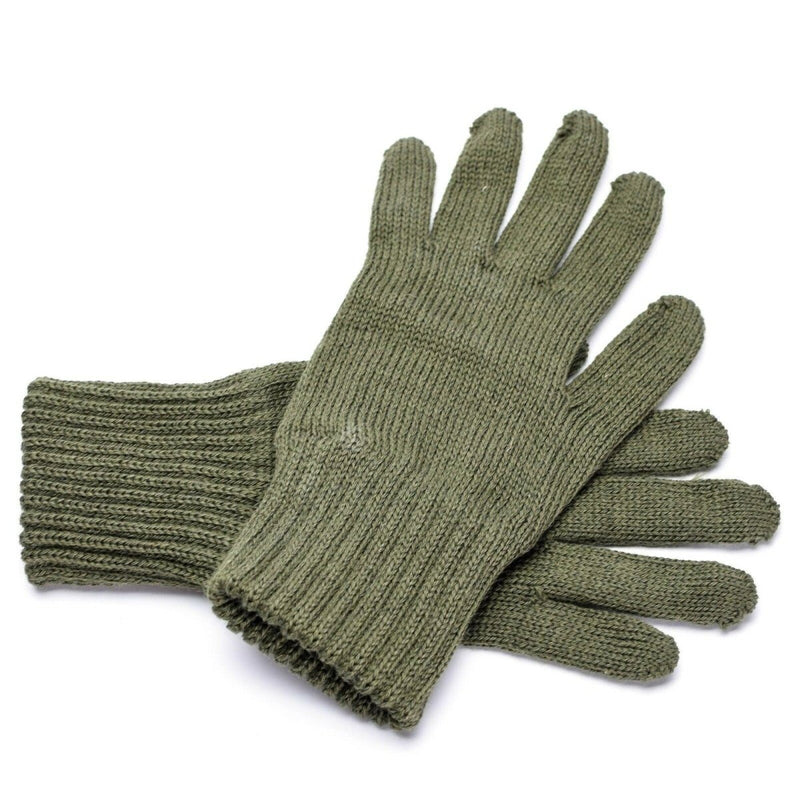 Military surplus original Belgian warming gloves knitted gloves liner green wool genuine warmer