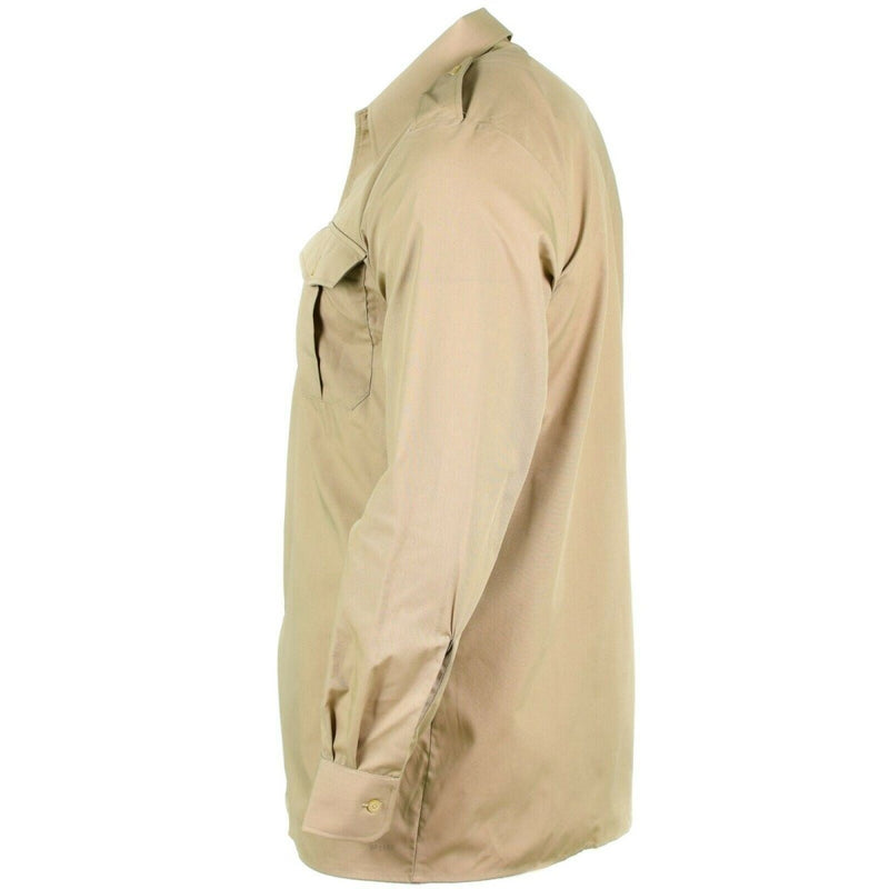 Military long sleeve original Belgian military shirt epaulets khaki closure buttons