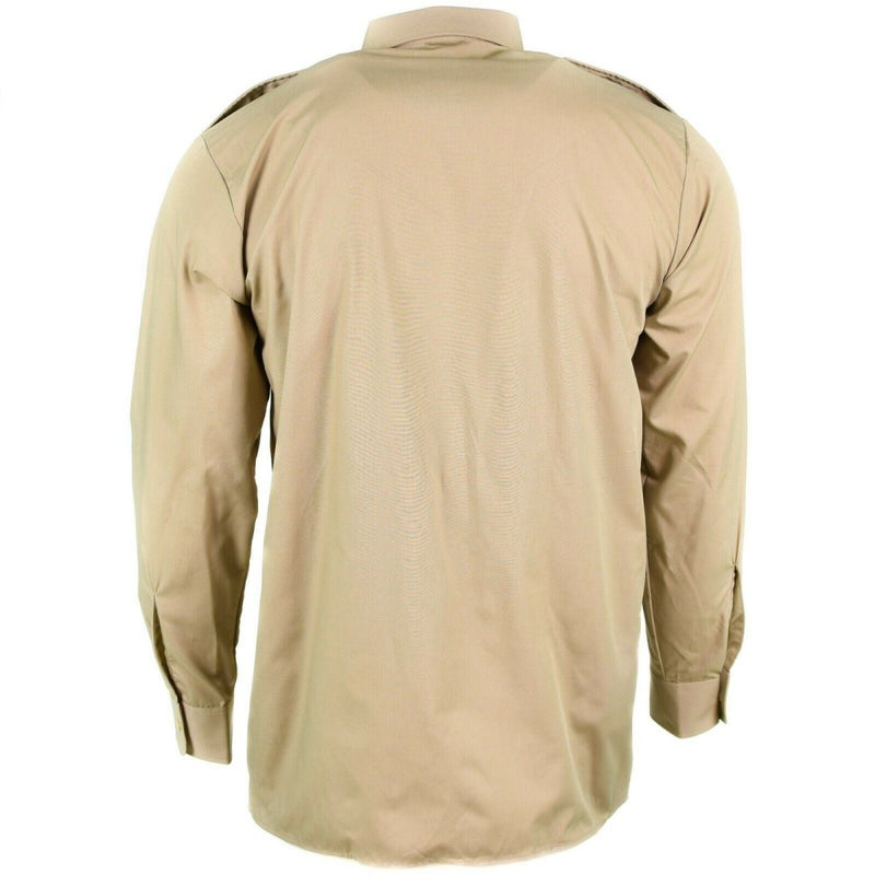 Genuine Belgian army shirt fatigue surplus chino khaki military long sleeve NEW