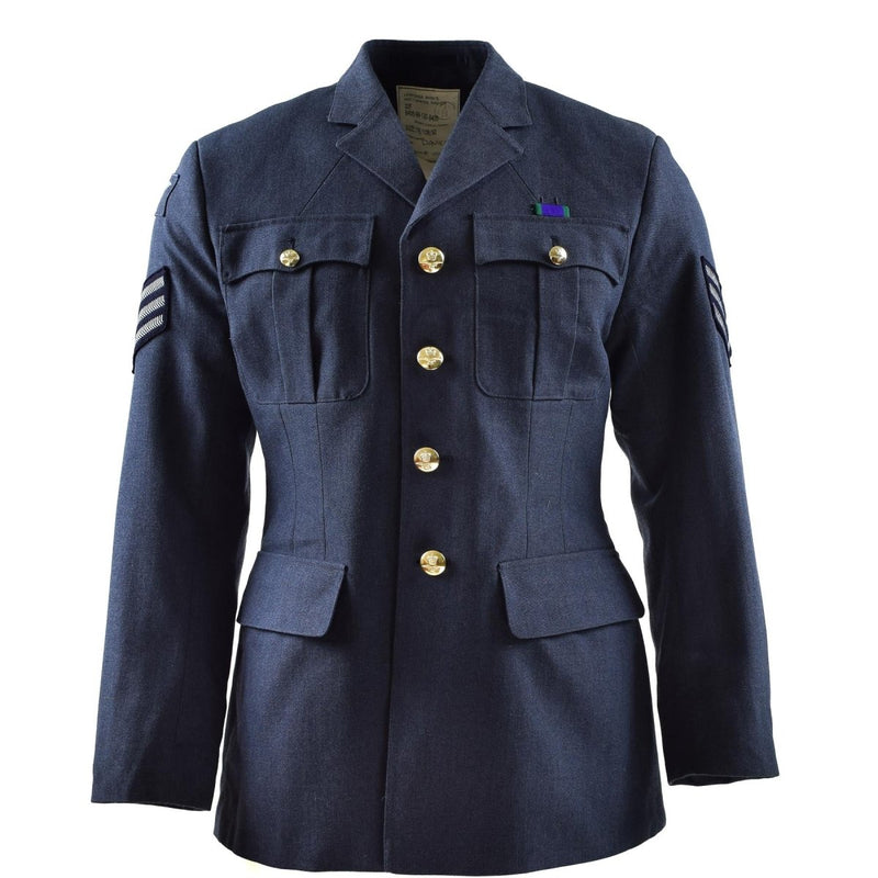 Air Force RAF formal jacket military original British army uniform blue patches gold-toned buttons four front pockets