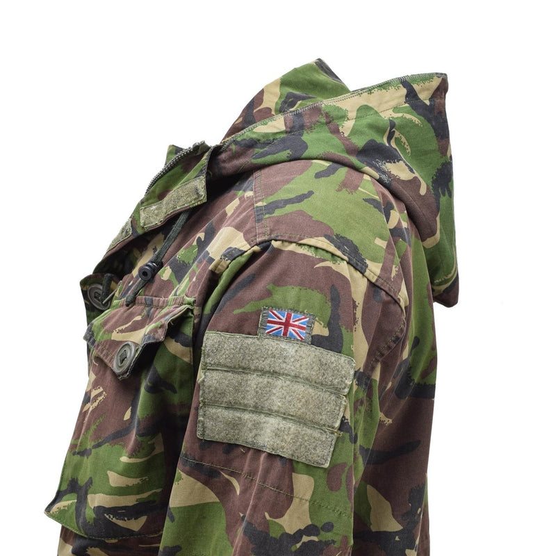 Tactical combat field smock jacket hooded windproof DPM camouflage woodland patch plate on shoulders