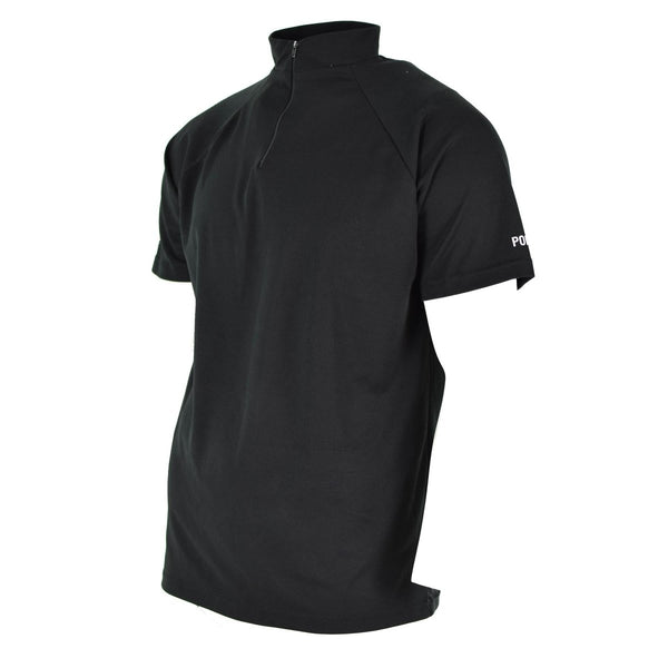 Genuine British police t-shirt black breathable functional front zip guard shirt