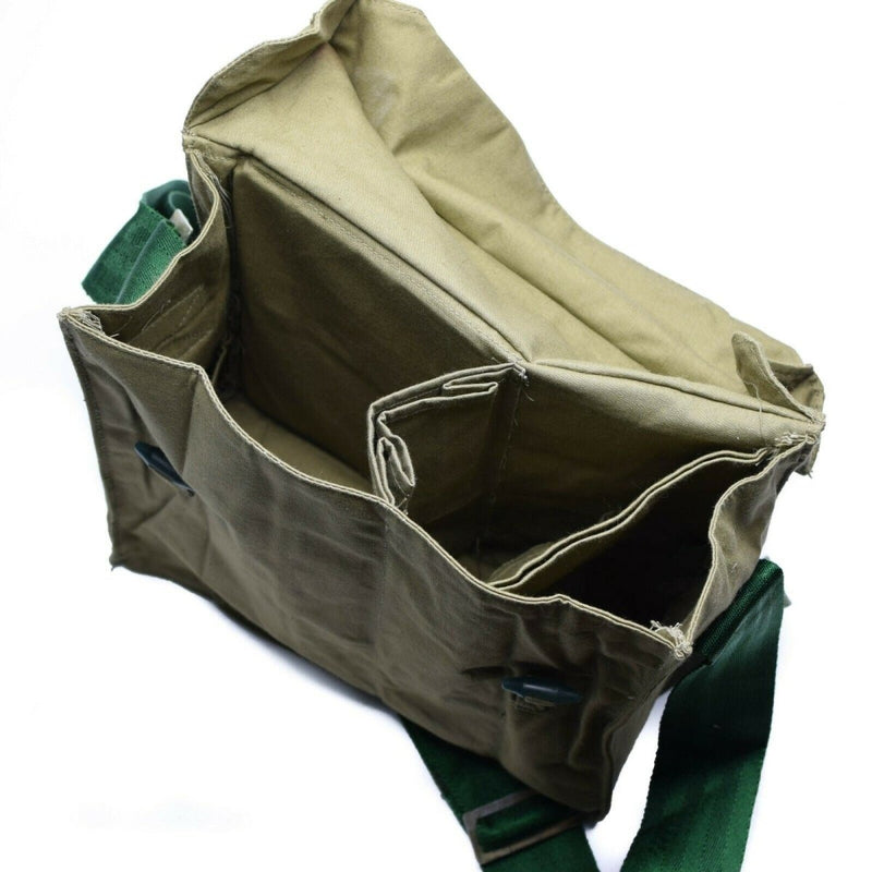 Genuine Bulgarian army haversack canvas khaki side shoulder bag pack hook and loop camping travel bag
