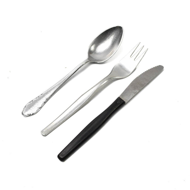 Cutlery set Original Czech army cutleries aluminum lightweight 3 pieces fork spoon knife white bag vintage
