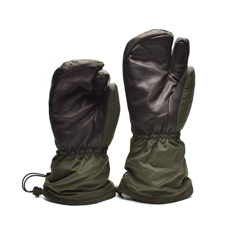Mittens original Danish military gloves trigger finger mittens Syna-Tex olive water-resistant leather palms
