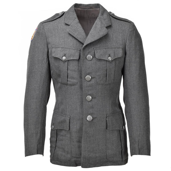 Uniform original Danish military uniform jacket gray dress officer Danish wool blend chest front pockets epaulets