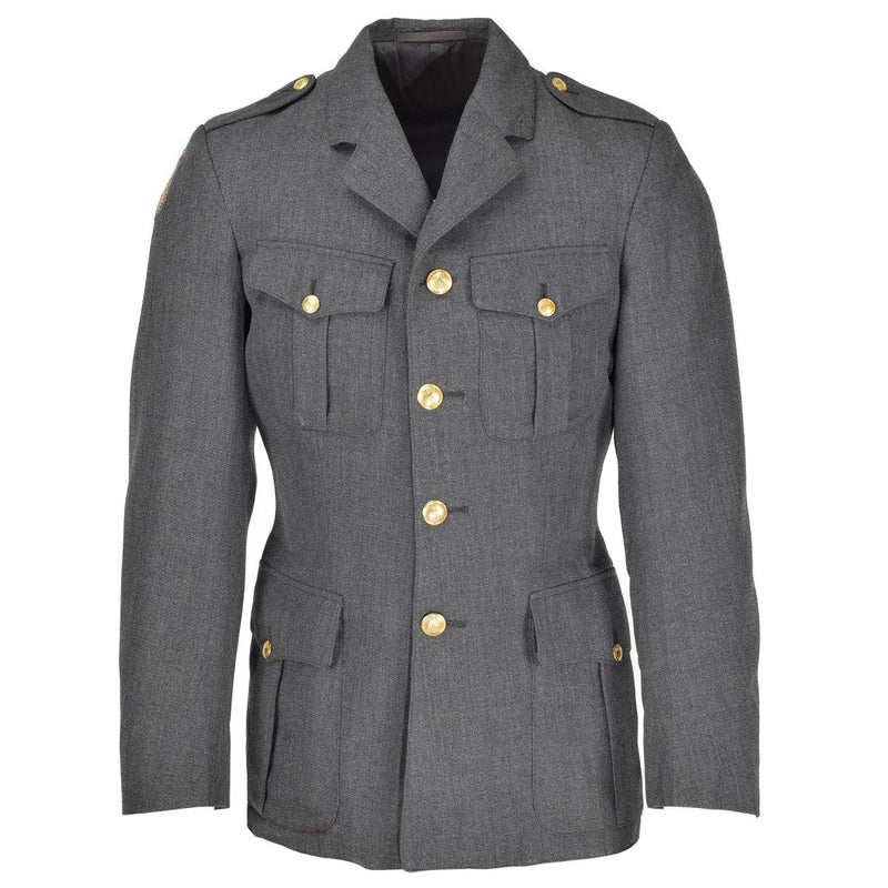 Uniform original Danish military uniform jacket gray dress officer Danish civil defense force wool blend chest front pockets