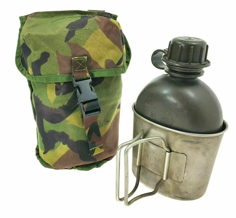 Original Dutch military set canteen pouch and stainless steel cup lightweight durable