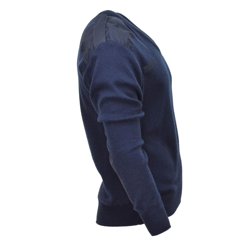 Pullover original blue Dutch military jumper wool V-neck cuffs and waist line workwear formal casual travel