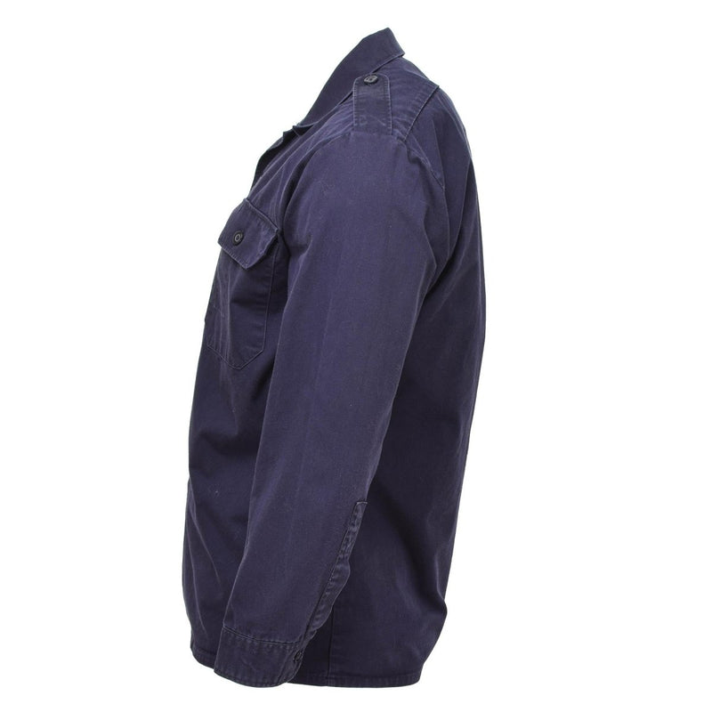 Shirts original Dutch military long sleeves uniform navy blue shoulder epaulets workwear lightweight breathable