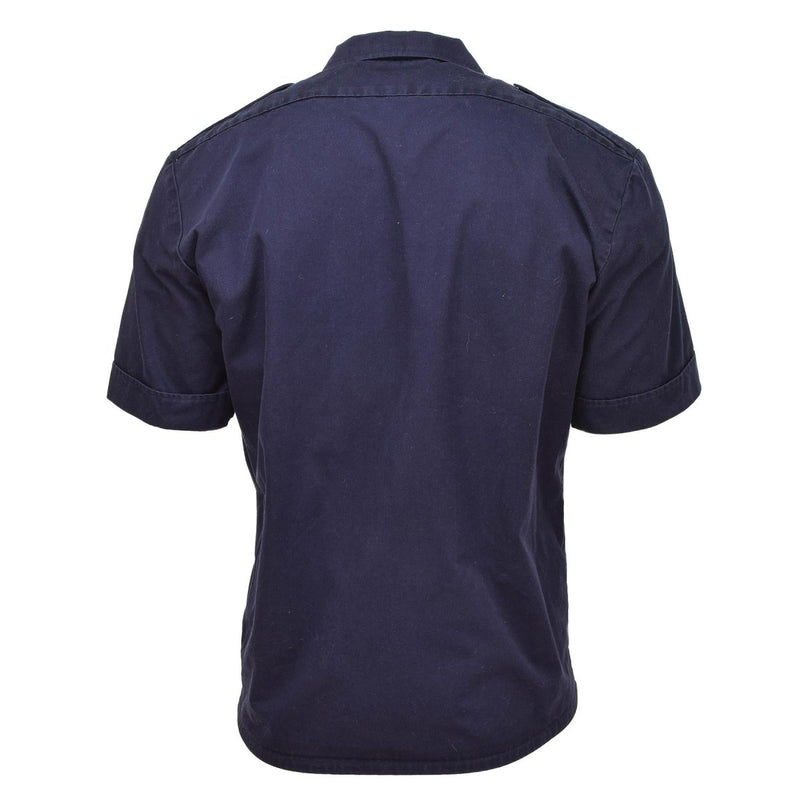 Dutch military blue short sleeves shirts buttoned collared solid breathable lightweight workwear outdoor activewear