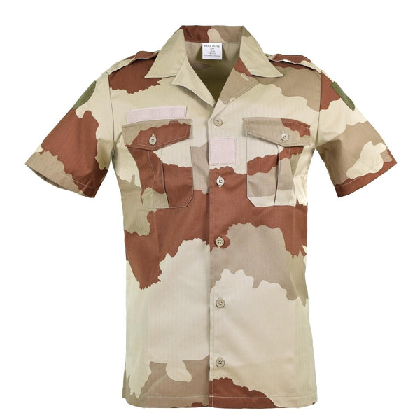 Original French army F2 shirt Desert camo short sleeve issue anti mosquitos chest pockets epaulets