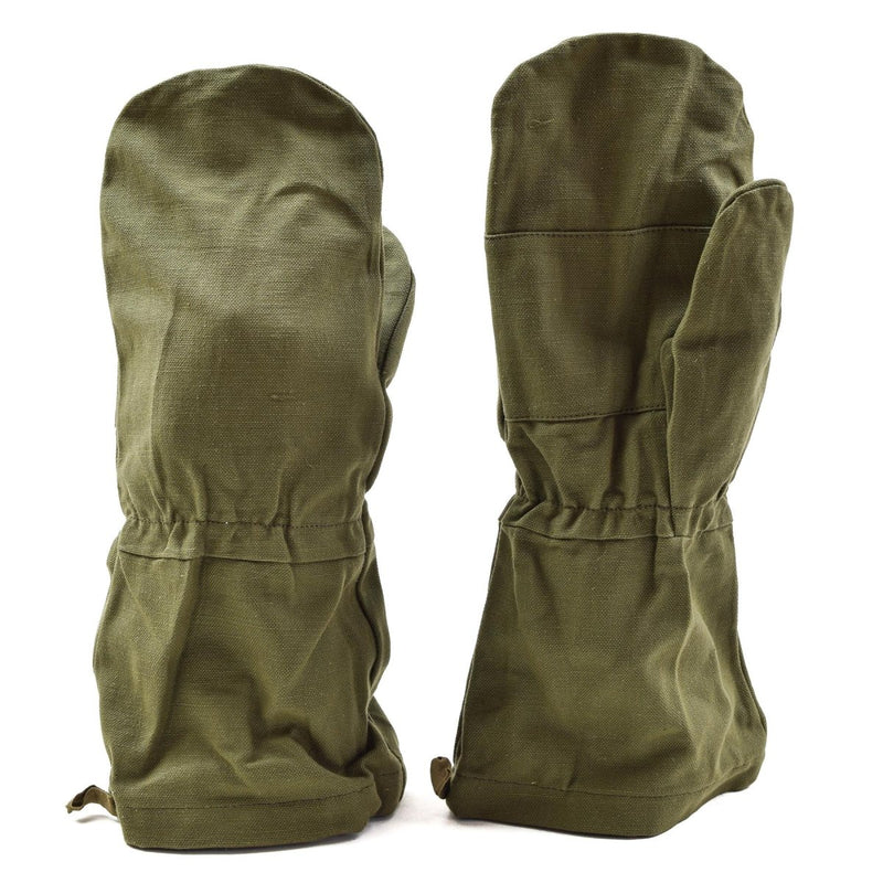 Army mittens original French military olive lightweight durable cotton winter cold weather gloves