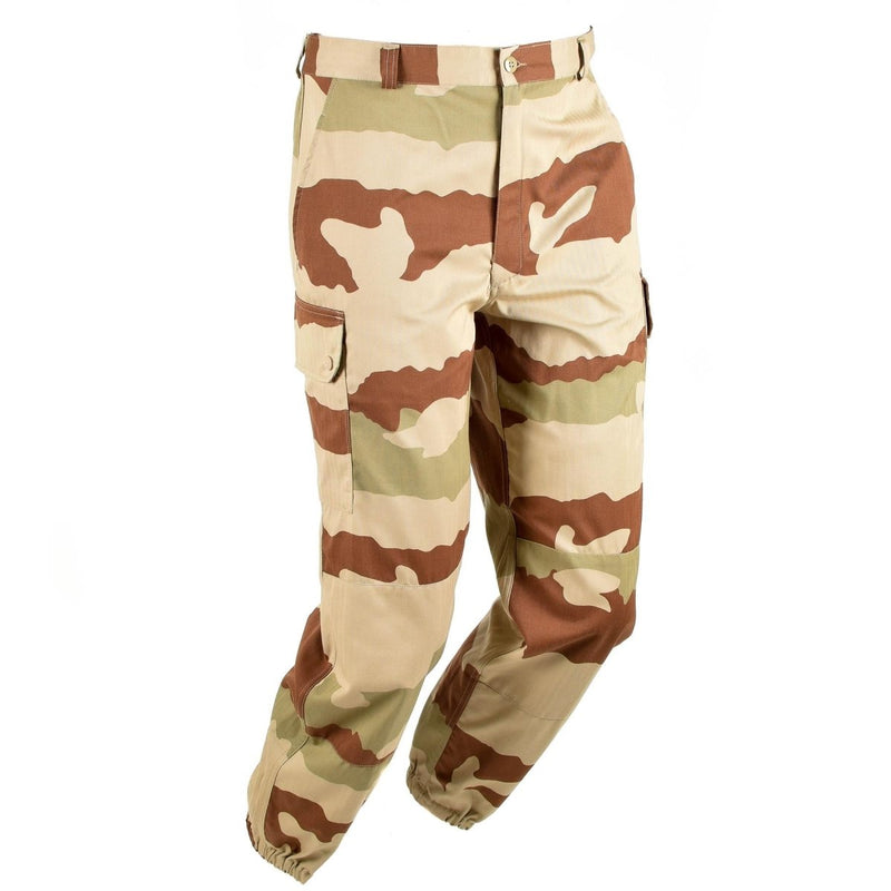F2 combat original French army pants desert camouflage military cargo style trousers elasticated bottoms pocket closuer