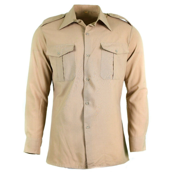 French army wool chino khaki French army shirt fatigue chest pockets epaulettes long sleeve classic shirts
