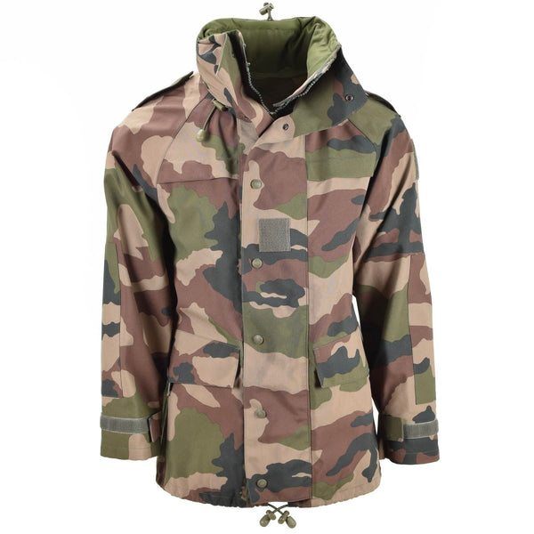 Gore-Tex rain parka original French military waterproof jacket hooded trilaminate camouflage army double stormflap